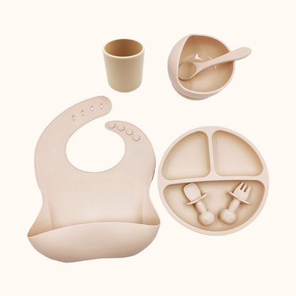 Matset med haklapp i silikon – Beige